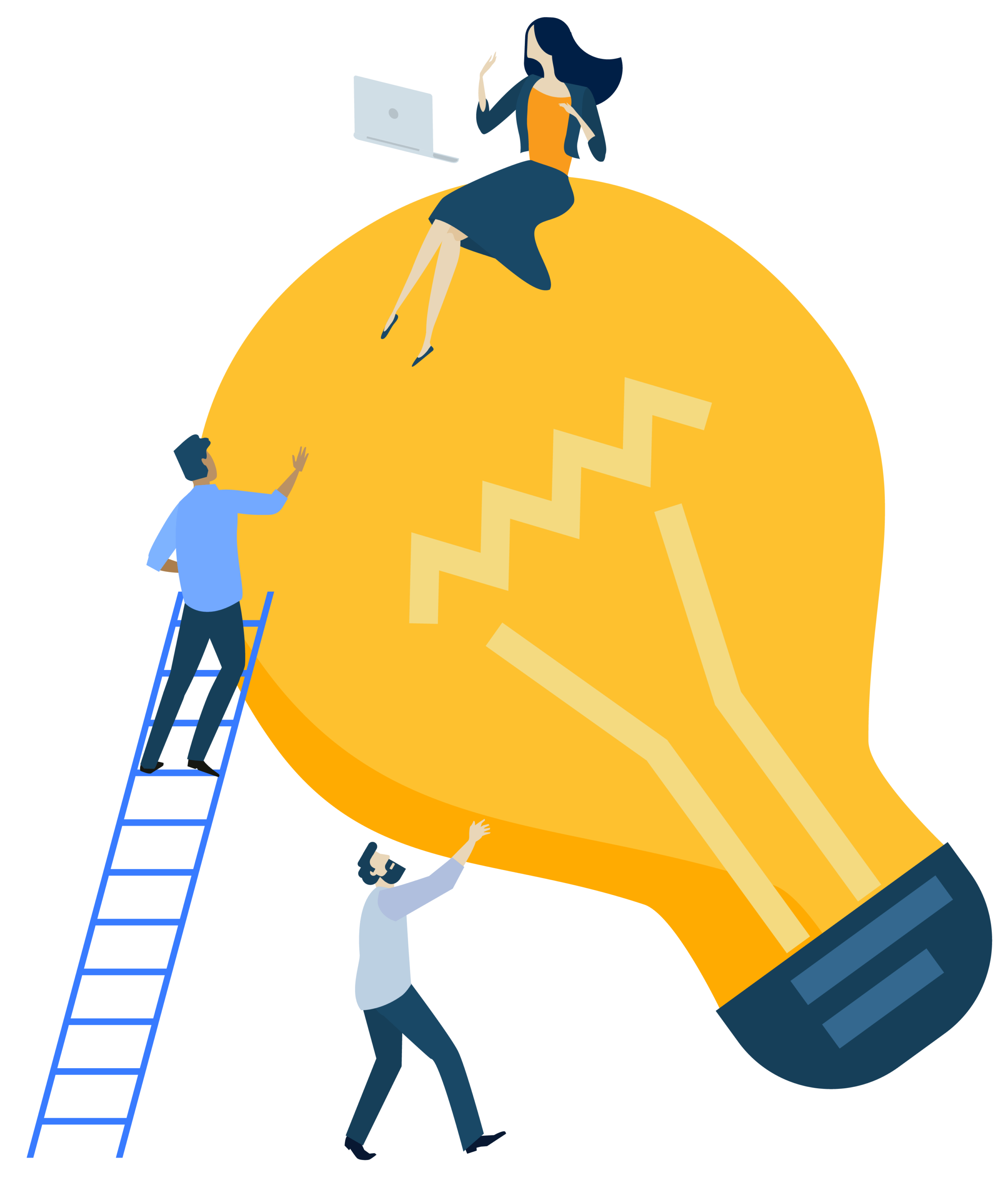 vector graphic - woman on a lightbulb