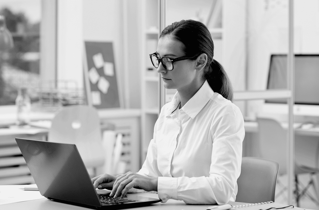 woman working on a laptop